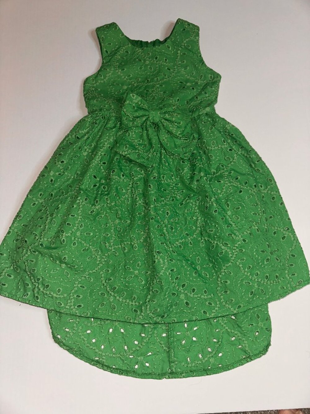GIRLS SIZE 6 KELLY GREEN RARE EDITIONS DRESS HIGH-LOW HEM VTG #633